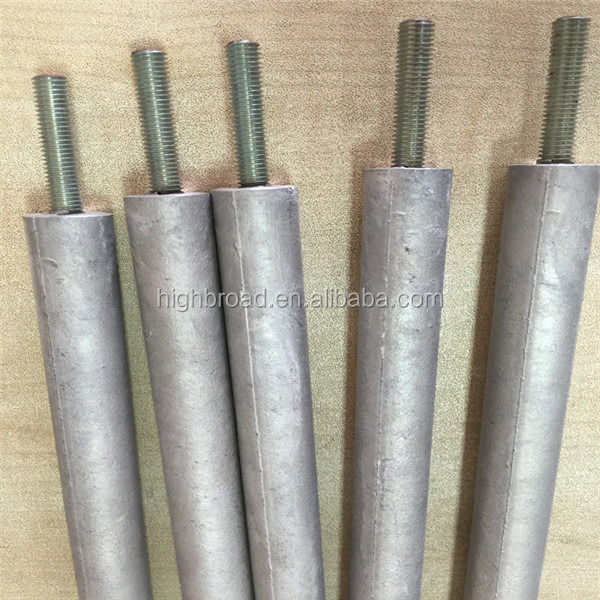 แท่งแอโนดอลูมิเนียมสำหรับเครื่องทำน้ำอุ่น เกลียว 3/4 NPT ยาว 900 มม. น้ำหนัก 2.5 กก. อัลลอยด์ Al-Zn-Mg สำหรับเปลี่ยน